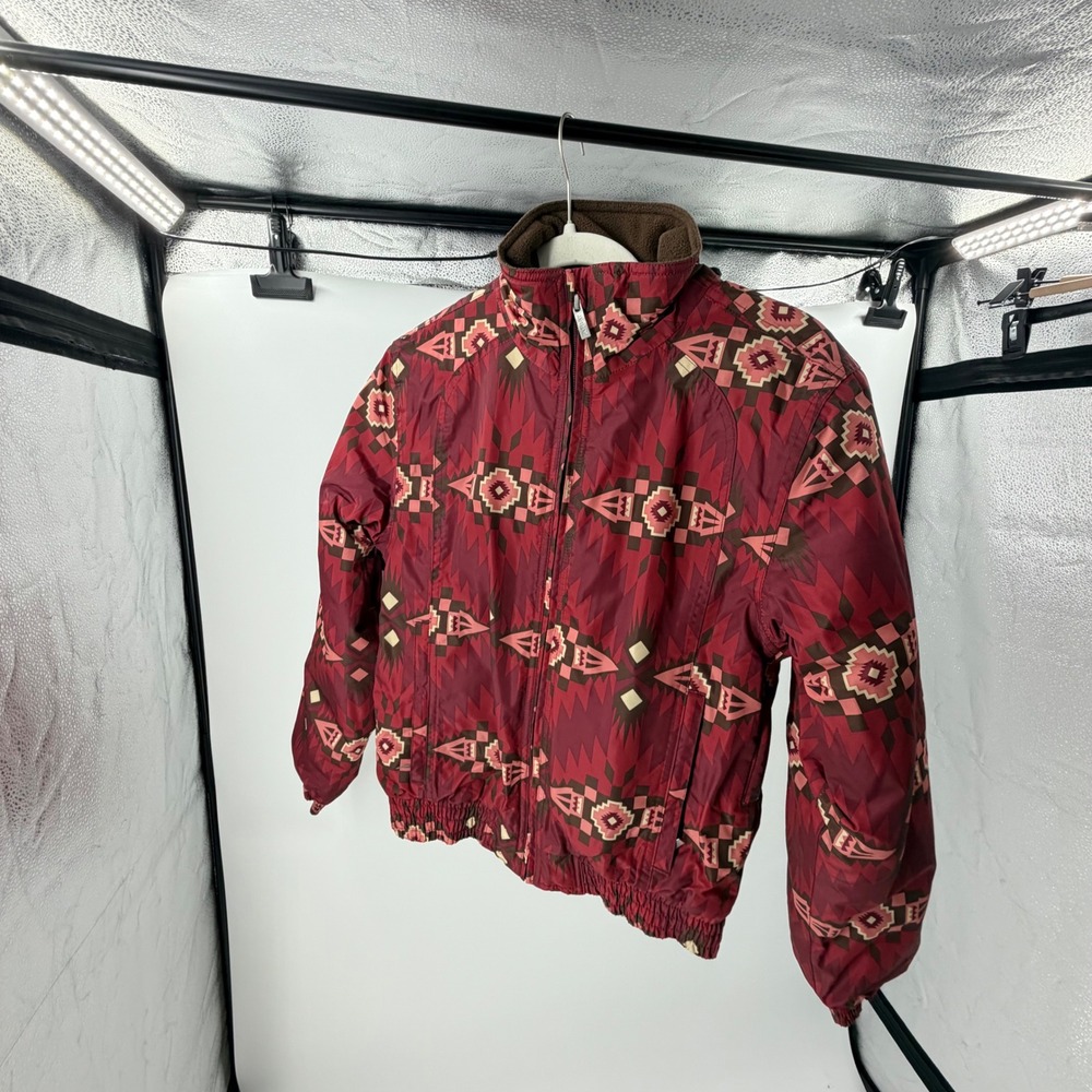 Ariat REAL Womens Southwestern Geometric Bomber Jacket Burgundy XS